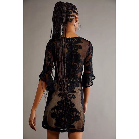 New FREE PEOPLE For Love & Lemons Temecula Mini Dress $248 X-SMALL Black - Picture 6 of 9